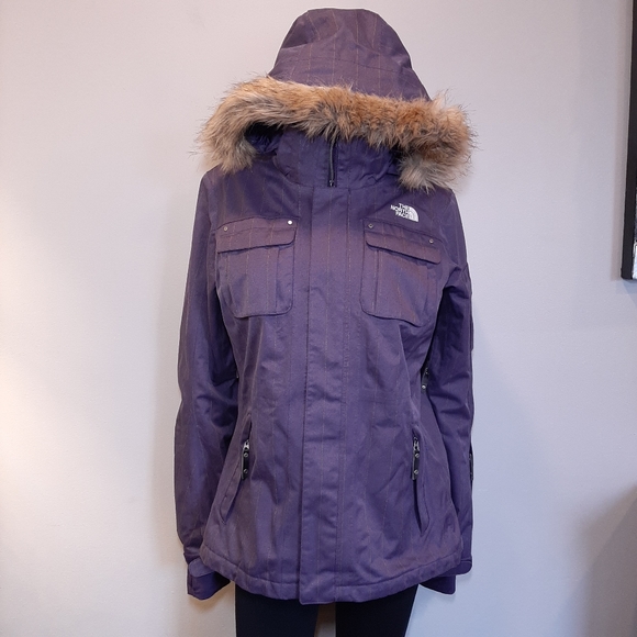 ❌SOLD❌ Baker Deluxe Insulated Ski Jacket Faux Fur Hooded Pinstripe Coat - Picture 8 of 16